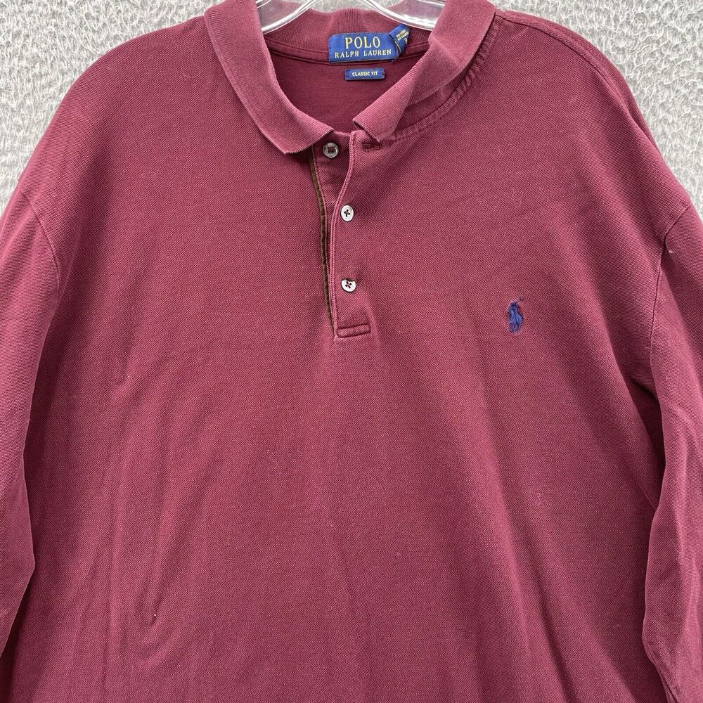 Ralph Lauren Polo Shirt Mens XXL Burgundy Stretch Classic Fit Golf Gorpcore Knit - Picture 3 of 10